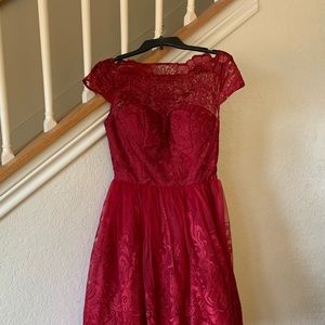 Red Chi Chi London Premium Lace Midi Dress